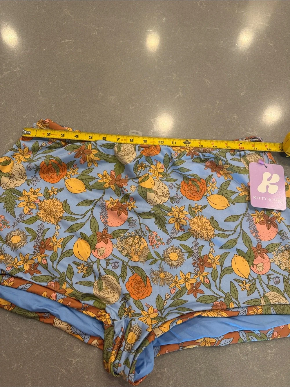 Kite + Vibe Women's Light Blue Floral High-Waist Swim Bottoms